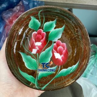 Wholesale Red Tropical Flower Coconut Bowls TCLCB 8652W