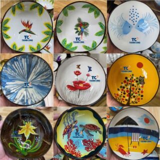 Wholesale hand painted lacquer coconut bowls made in Vietnam